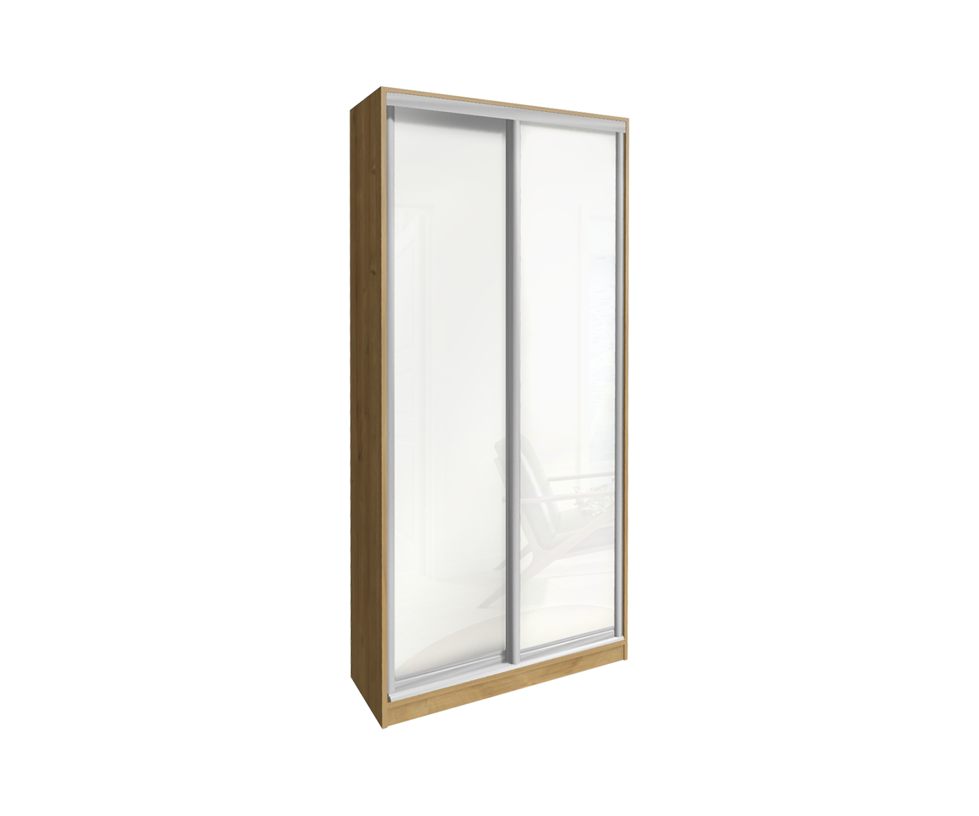 Шкаф-купе “Линии” со штангой и полками 140х60х230 мм (2 зеркала) Image 4
