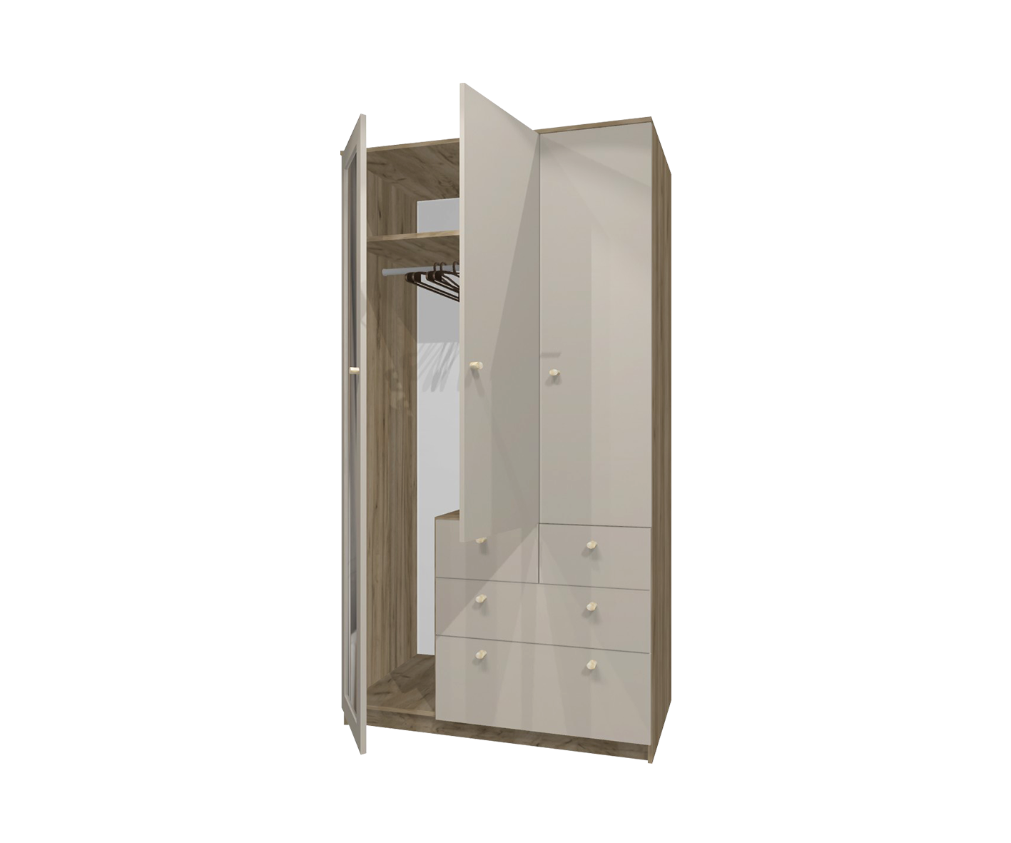 Шкаф «Кашемир» 115х50х210 cм (штанга, полки, ящики) Image 4