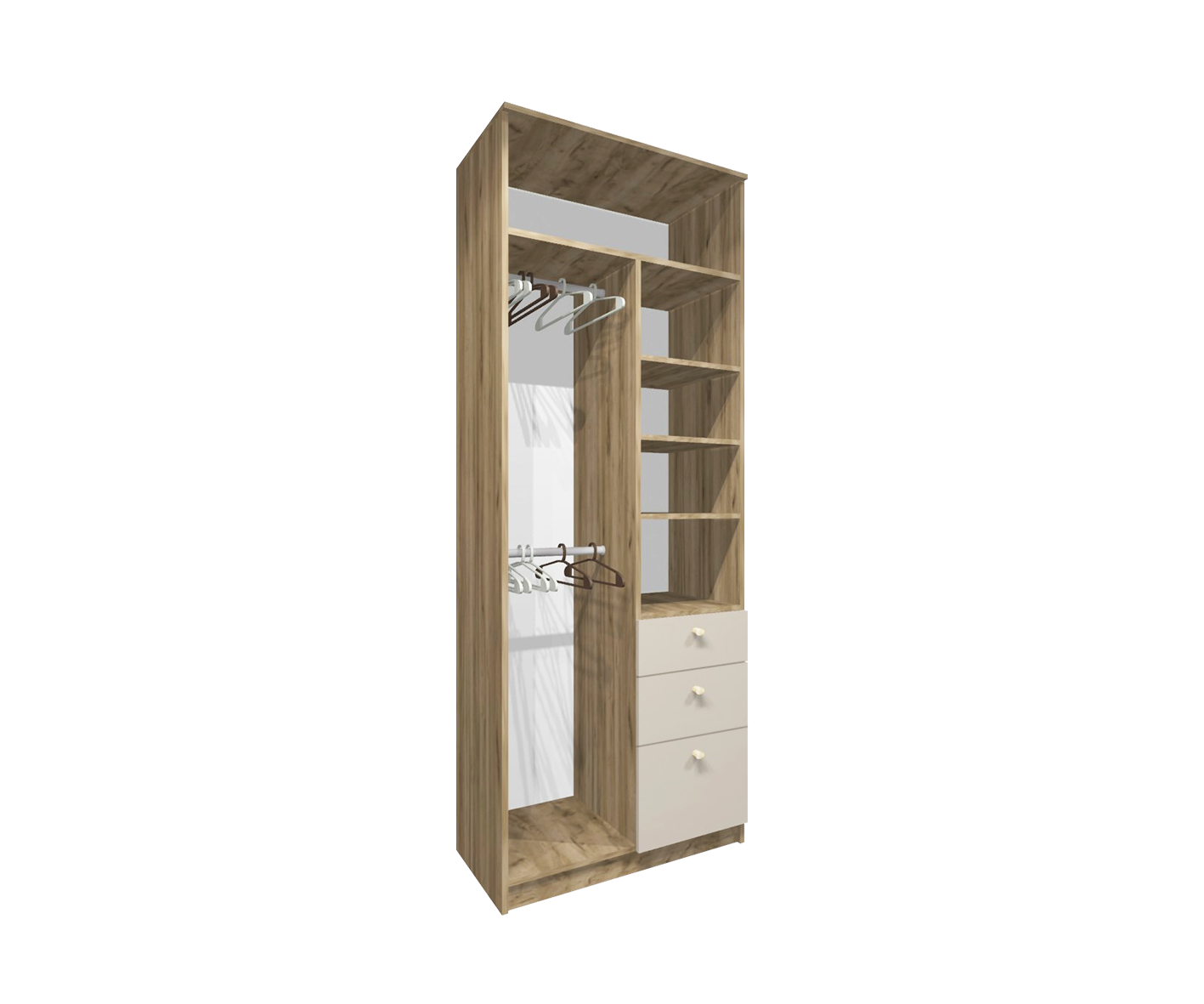 Шкаф «Кашемир» 75х50х210 cм (2 штанги, полки, ящики) Image 3
