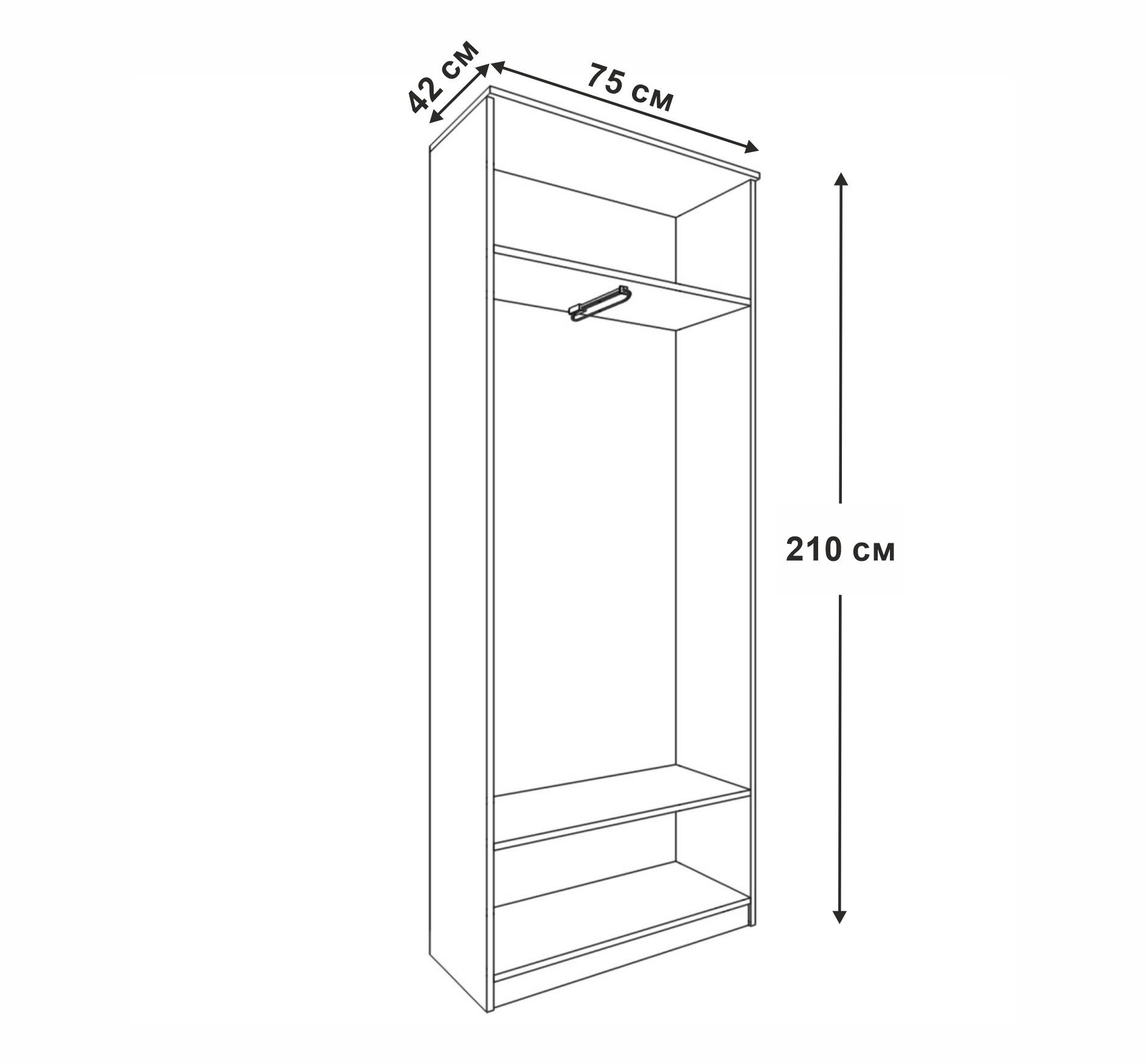 Шкаф “Кашемир” 75х210х42 см (с выдвижной вешалкой) Image 4
